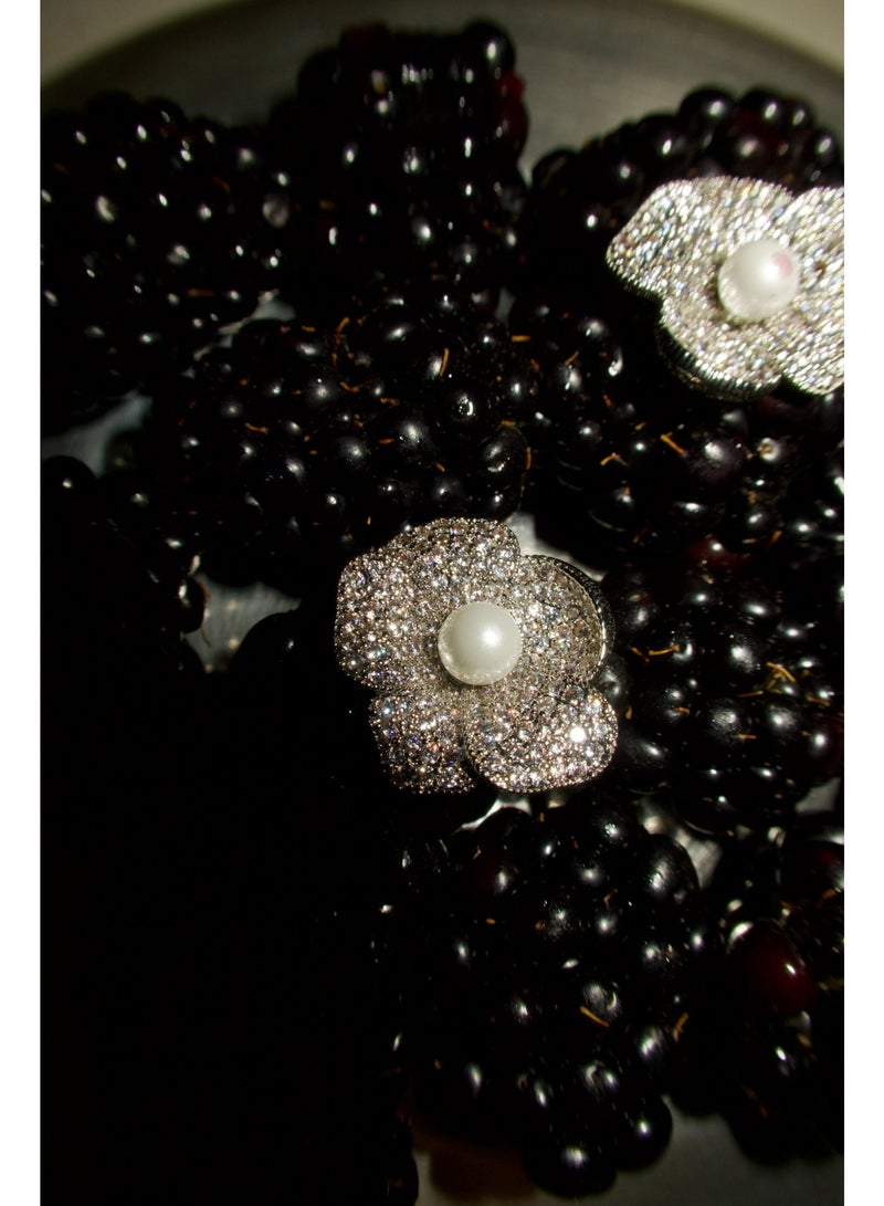 1une S925 Earrings ''PURE LOVE'' Flower with Zirconia Stones - Image 3